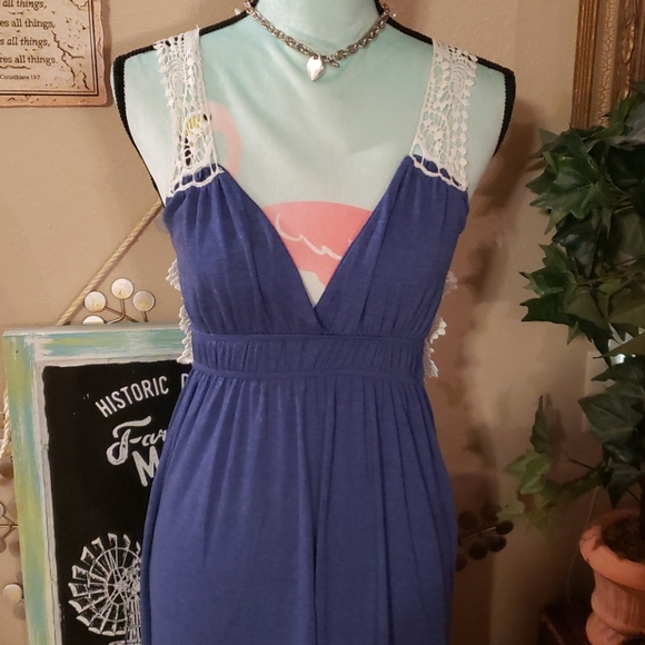 Poof Made with Love Blue Dress with Knit Top - Picture 2 of 6